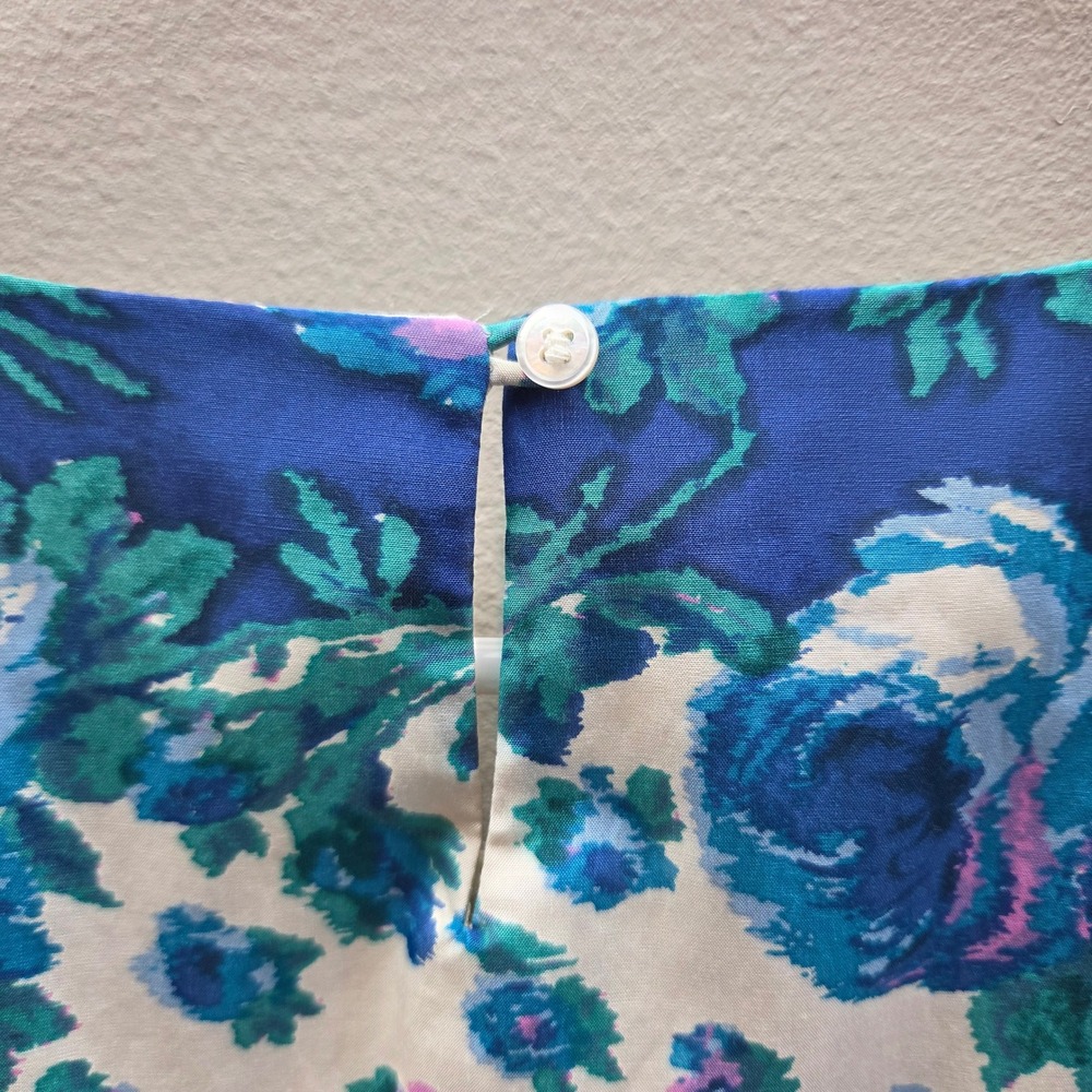 Talbots Petites Silk Cotton Floral Sleeveless Blouse Blue White 10P - Picture 5 of 9